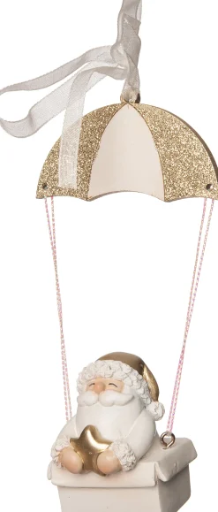 Intratuin Weihnachtsbaumschmuck Weihnachtsmann mit Sternen gold/weiß 6,5 x 4 x 13,5 cm