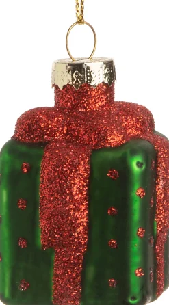 Intratuin Weihnachtsbaumschmuck Geschenk grün / rot 3,5 x 3,5 x 5,5 cm