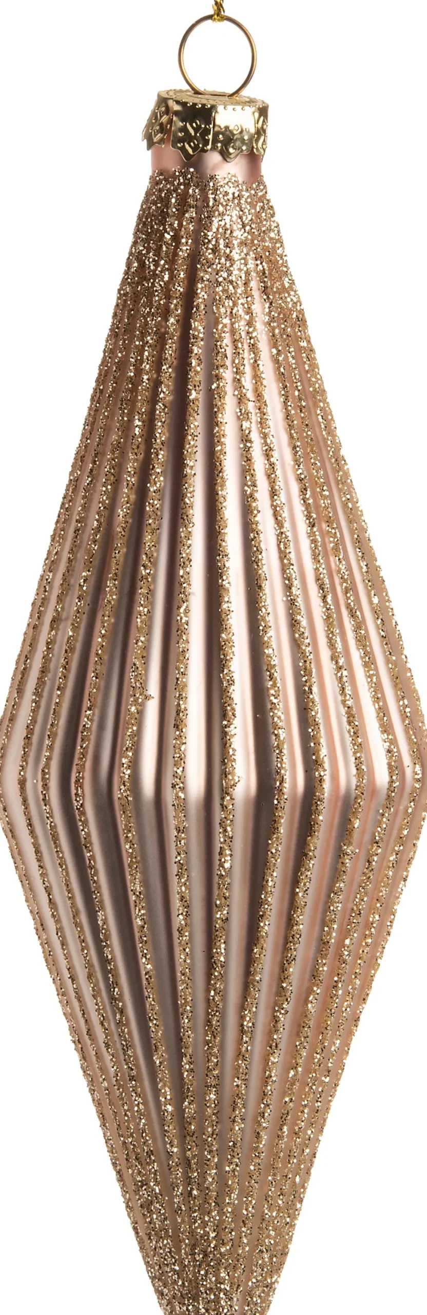 Intratuin Weihnachtsbaumschmuck Tropfen Peri rosa / gold D 5 H 13,5 cm