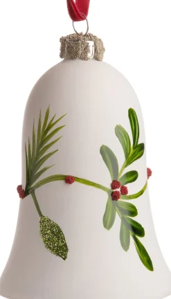 Intratuin Weihnachtsbaumschmuck Glocke weiß / grün D 7 H 9 cm