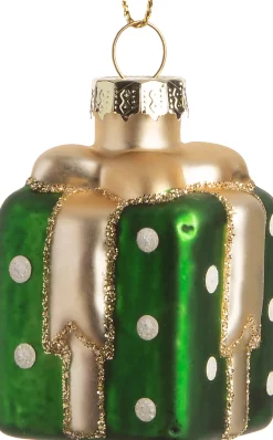 Intratuin Weihnachtsbaumschmuck Geschenk grün / gold 3,5 x 3,5 x 5,5 cm