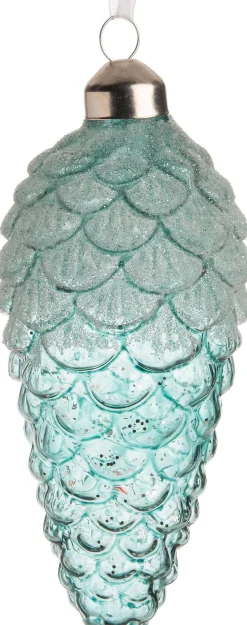 Intratuin Weihnachtsbaumschmuck Tannenzapfen Tera türkis / transpararant D 6 H 12,5 cm