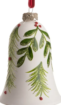 Intratuin Weihnachtsbaumschmuck Glocke weiß / grün D 7 H 9 cm