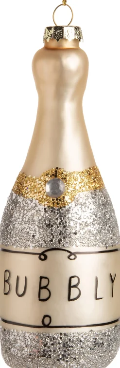 Intratuin Weihnachtsbaumschmuck Champagnerflasche silber D 5 H 13,5 cm