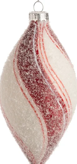 Intratuin Weihnachtsbaumschmuck Tropfen Dixie weiß / rot D 6 H 12 cm