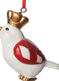 Intratuin Weihnachtsbaumschmuck Vogel mit Krone weiß 4,5 x 4 x 7 cm