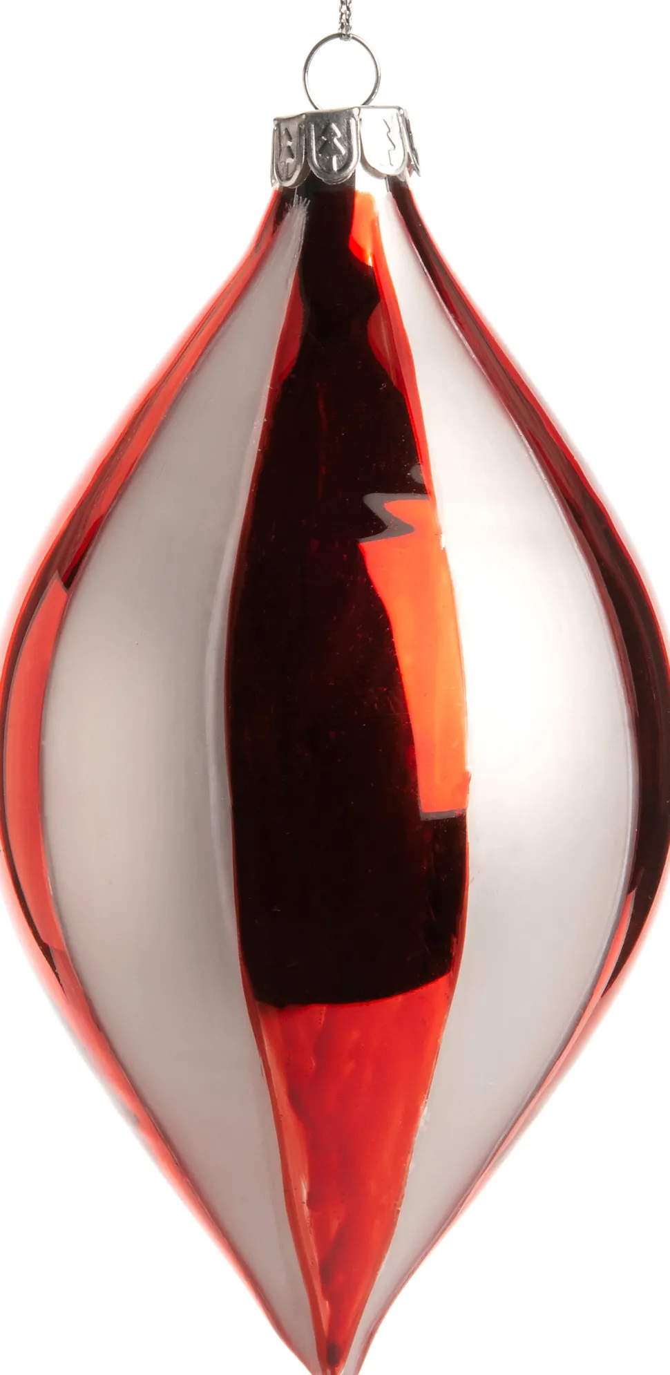 Intratuin Weihnachtsbaumschmuck Tropfen Talina rot / weiß D 8 H 14 cm