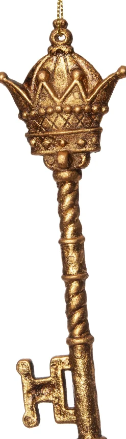 Intratuin Weihnachtsbaumschmuck Schlüssel gold 4,6 x 0,8 x 14,6 cm