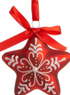 Intratuin Weihnachtsbaumschmuck Stern rot / weiß 8 x 3 x 7,5 cm