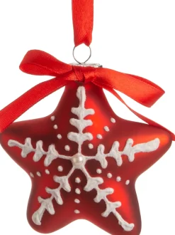 Intratuin Weihnachtsbaumschmuck Stern rot / weiß 8 x 3 x 7,5 cm