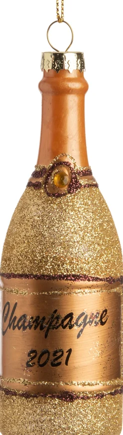 Intratuin Weihnachtsbaumschmuck Champagnerflasche gold D 4 H 12,5 cm