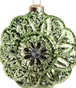 Intratuin Weihnachtsbaumschmuck Blume Louisia grün 10 x 10 x 4 cm