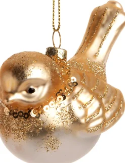 Intratuin Weihnachtsbaumschmuck Vogel Sanny gold 10,5 x 6 x 6,5 cm