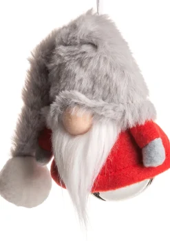 Intratuin Weihnachtsbaumschmuck Wichtel mit Glocke grau 10 x 6 x 12 cm
