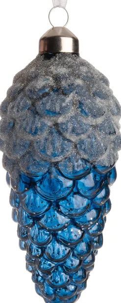 Intratuin Weihnachtsbaumschmuck Tannenzapfen Tera blau / transparent D 6 H 12,5 cm