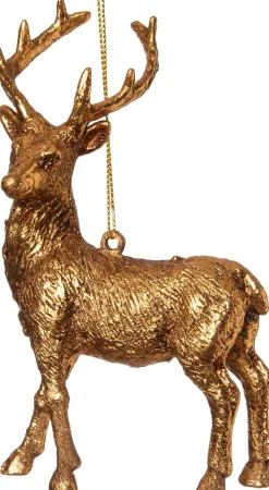 Intratuin Weihnachtsbaumschmuck Rentier staand gold 9,5 x 6,8 x 13,8 cm