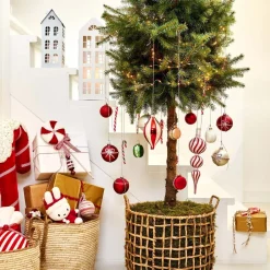 Intratuin Weihnachtsbaumschmuck Candyline Bonbon weiß 16 x 16 x 37 cm