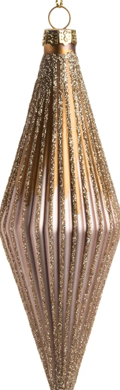 Intratuin Weihnachtsbaumschmuck Tropfen Peri grau / gold D 5 H 13,5 cm