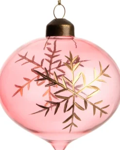 Intratuin Weihnachtskugel Zwiebel Leann rosa / transparent D 8 cm