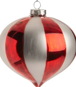 Intratuin Weihnachtskugel Zwiebel Talina rot / weiß D 10 cm