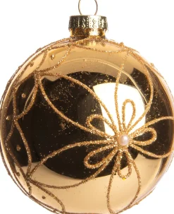 Intratuin Weihnachtskugel Celes Blume gold D 8 cm