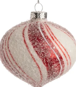 Intratuin Weihnachtskugel Zwiebel Dixie weiß / rot D 8 cm