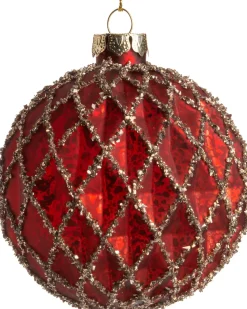 Intratuin Weihnachtskugel Cassie Rauten rot D 8 cm