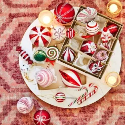 Intratuin Weihnachtskugel Denia rot / weiß D 10 cm