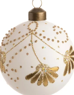 Intratuin Weihnachtskugel Fanny weiß / gold D 8 cm