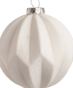 Intratuin Weihnachtskugel geriffelt Trude weiß D 8 cm