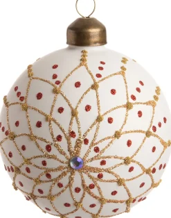 Intratuin Weihnachtskugel Joanie weiß / gold D 8 cm