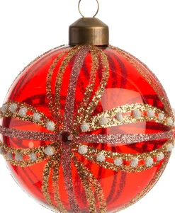 Intratuin Weihnachtskugel Linn rot / transparent D 8 cm