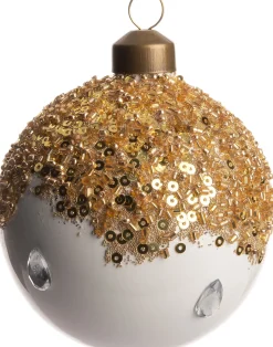 Intratuin Weihnachtskugel Mary weiß / gold D 8 cm