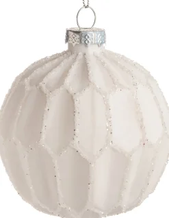 Intratuin Weihnachtskugel Odelia Relief weiß D 8 cm