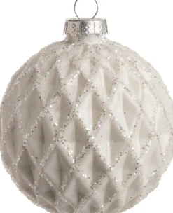 Intratuin Weihnachtskugel Rauten Sabella weiß D 8 cm