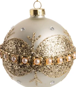 Intratuin Weihnachtskugel Taya weiß / gold D 8 cm