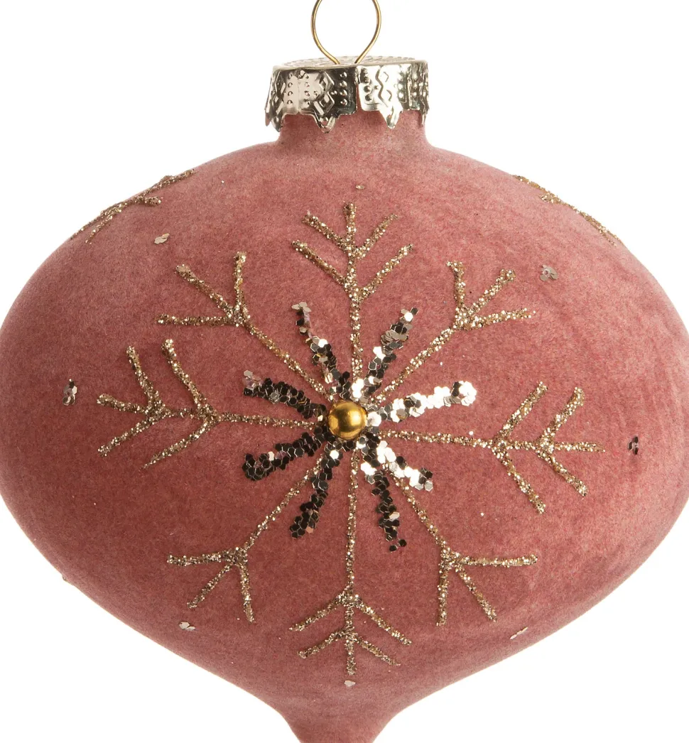 Intratuin Weihnachtskugel Zwiebel Golda orange / rosa D 10 cm