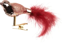 Intratuin Weihnachtsschmuck Vogel mit Clip rosa / rot 6,5 x 2 x 2,5 cm
