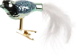 Intratuin Weihnachtsschmuck Vogel mit Clip blau / weiß 6,5 x 2 x 2,5 cm