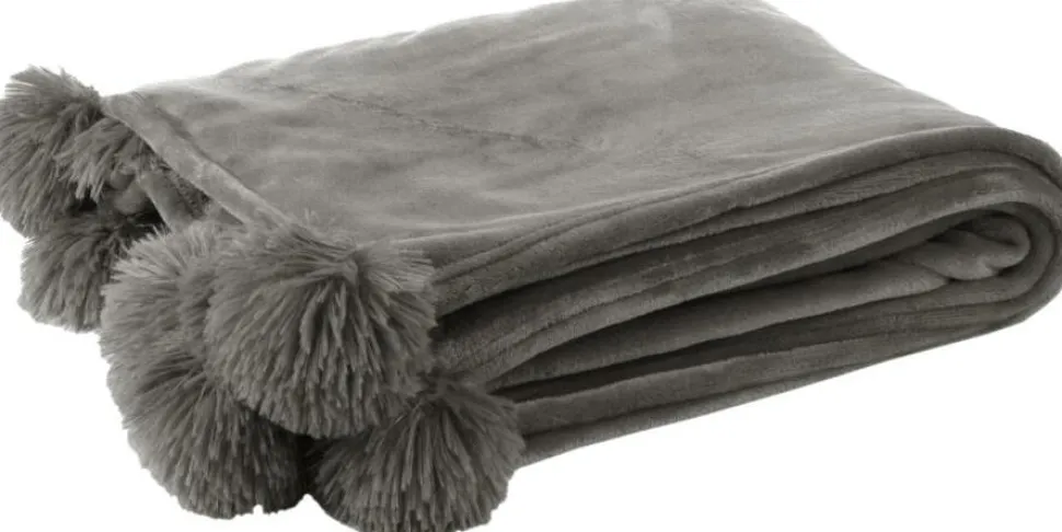 J-Line Decke Pompom grau 170 x 130 cm