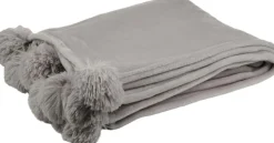 J-Line Decke Pompom taupe 170 x 130 cm