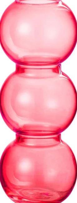 J-Line Vase mit Kugeln rosa 8,5 x 8,5 x 22,5 cm