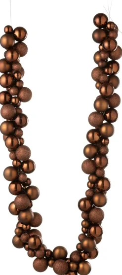 J-Line Weihnachtsgirlande Weihnachtskugeln braun 1,6 m