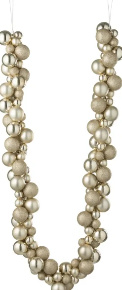 J-Line Weihnachtsgirlande Weihnachtskugeln creme 1,6 m