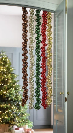 J-Line Weihnachtsgirlande Weihnachtskugeln creme 1,6 m