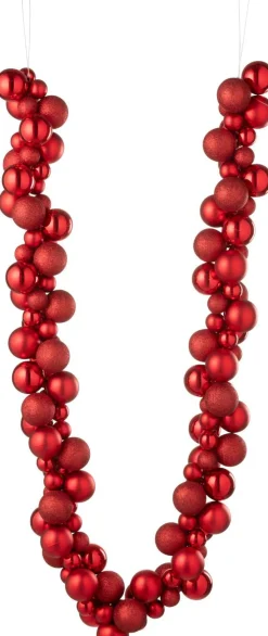 J-Line Weihnachtsgirlande Weihnachtskugeln rot 1,6 m