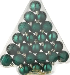 J-Line Weihnachtskugel dunkelgrün D 4 cm 24 St.