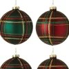 J-Line Weihnachtskugel kariert Mix Nia rot / grün D 10 cm 4 St.