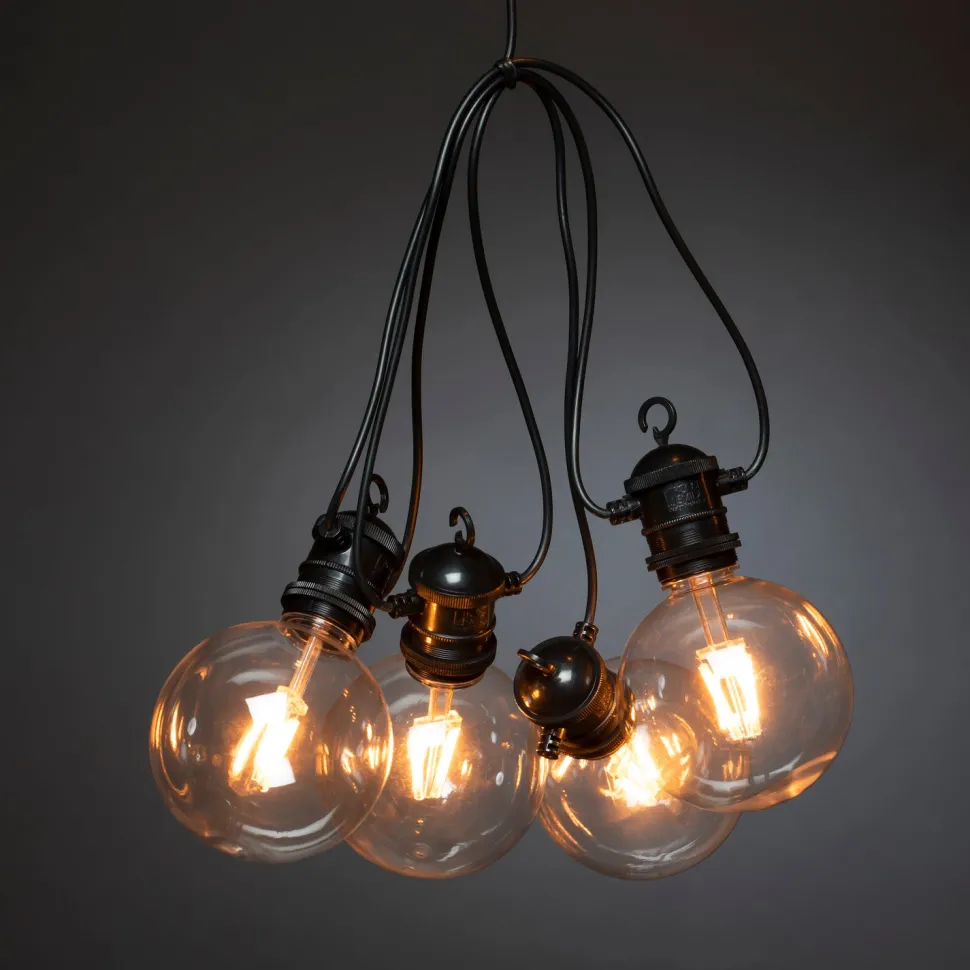 Konstsmide LED Lichterkette schwarz 5 m mit 10 austauschbaren Leuchten