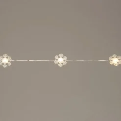 Lichterkette Schneeflocken silber 1 m mit 10 LEDs warmweiß